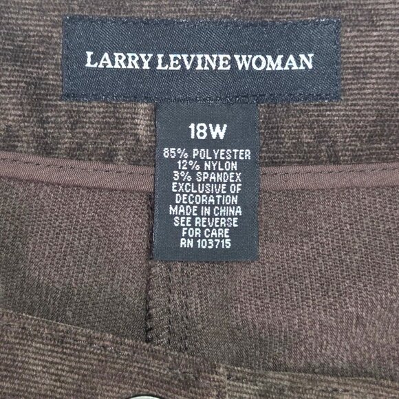 Larry Levine Woman Brown Corduroy Stretch Pants 18W Polyester Blend - Picture 5 of 5